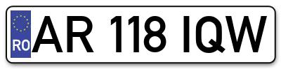 Placuta inmatriculare numar auto  AR-118-IQW, AR 118 IQW, AR118IQW