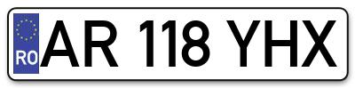 Placuta inmatriculare numar auto  AR-118-YHX, AR 118 YHX, AR118YHX