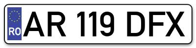 Placuta inmatriculare numar auto  AR-119-DFX, AR 119 DFX, AR119DFX