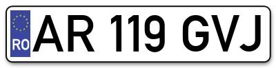 Placuta inmatriculare numar auto  AR-119-GVJ, AR 119 GVJ, AR119GVJ