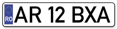Placuta inmatriculare numar auto  AR-12-BXA, AR 12 BXA, AR12BXA