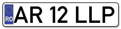 Placuta inmatriculare numar auto  AR-12-LLP, AR 12 LLP, AR12LLP