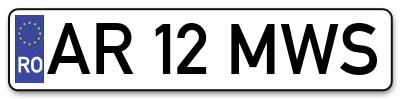 Placuta inmatriculare numar auto  AR-12-MWS, AR 12 MWS, AR12MWS