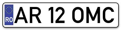 Placuta inmatriculare numar auto  AR-12-OMC, AR 12 OMC, AR12OMC