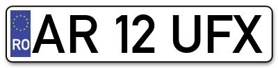 Placuta inmatriculare numar auto  AR-12-UFX, AR 12 UFX, AR12UFX