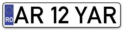 Placuta inmatriculare numar auto  AR-12-YAR, AR 12 YAR, AR12YAR