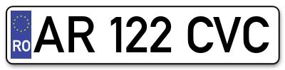 Placuta inmatriculare numar auto  AR-122-CVC, AR 122 CVC, AR122CVC