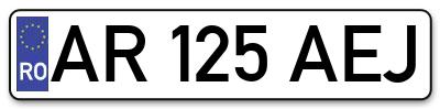 Placuta inmatriculare numar auto  AR-125-AEJ, AR 125 AEJ, AR125AEJ