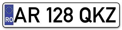 Placuta inmatriculare numar auto  AR-128-QKZ, AR 128 QKZ, AR128QKZ