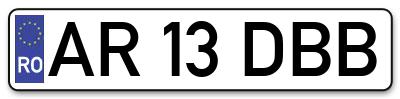 Placuta inmatriculare numar auto  AR-13-DBB, AR 13 DBB, AR13DBB