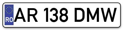 Placuta inmatriculare numar auto  AR-138-DMW, AR 138 DMW, AR138DMW
