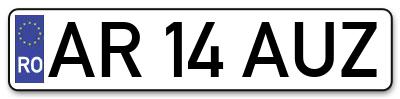 Placuta inmatriculare numar auto  AR-14-AUZ, AR 14 AUZ, AR14AUZ