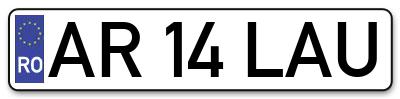 Placuta inmatriculare numar auto  AR-14-LAU, AR 14 LAU, AR14LAU