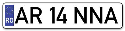 Placuta inmatriculare numar auto  AR-14-NNA, AR 14 NNA, AR14NNA