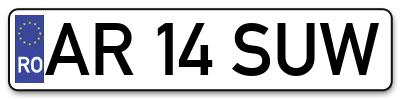 Placuta inmatriculare numar auto  AR-14-SUW, AR 14 SUW, AR14SUW