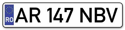 Placuta inmatriculare numar auto  AR-147-NBV, AR 147 NBV, AR147NBV