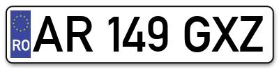Placuta inmatriculare numar auto  AR-149-GXZ, AR 149 GXZ, AR149GXZ