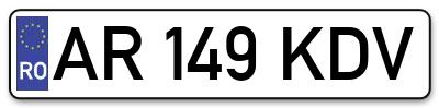 Placuta inmatriculare numar auto  AR-149-KDV, AR 149 KDV, AR149KDV