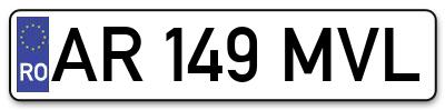 Placuta inmatriculare numar auto  AR-149-MVL, AR 149 MVL, AR149MVL