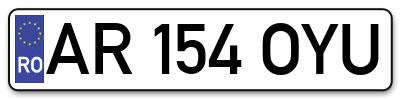Placuta inmatriculare numar auto  AR-154-OYU, AR 154 OYU, AR154OYU