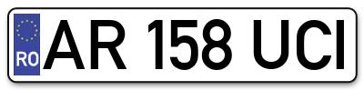 Placuta inmatriculare numar auto  AR-158-UCI, AR 158 UCI, AR158UCI