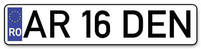 Placuta inmatriculare numar auto  AR-16-DEN, AR 16 DEN, AR16DEN