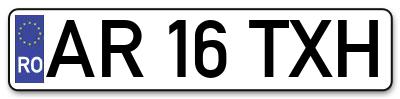 Placuta inmatriculare numar auto  AR-16-TXH, AR 16 TXH, AR16TXH