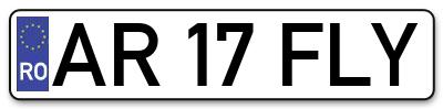 Placuta inmatriculare numar auto  AR-17-FLY, AR 17 FLY, AR17FLY