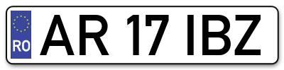 Placuta inmatriculare numar auto  AR-17-IBZ, AR 17 IBZ, AR17IBZ