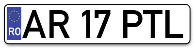 Placuta inmatriculare numar auto  AR-17-PTL, AR 17 PTL, AR17PTL