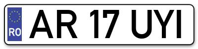 Placuta inmatriculare numar auto  AR-17-UYI, AR 17 UYI, AR17UYI