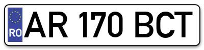 Placuta inmatriculare numar auto  AR-170-BCT, AR 170 BCT, AR170BCT