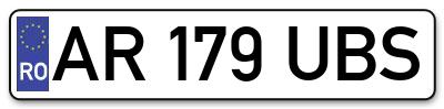 Placuta inmatriculare numar auto  AR-179-UBS, AR 179 UBS, AR179UBS