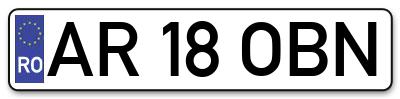 Placuta inmatriculare numar auto  AR-18-OBN, AR 18 OBN, AR18OBN