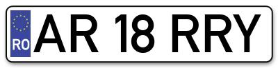 Placuta inmatriculare numar auto  AR-18-RRY, AR 18 RRY, AR18RRY