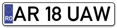 Placuta inmatriculare numar auto  AR-18-UAW, AR 18 UAW, AR18UAW