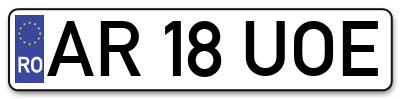 Placuta inmatriculare numar auto  AR-18-UOE, AR 18 UOE, AR18UOE