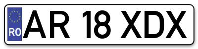 Placuta inmatriculare numar auto  AR-18-XDX, AR 18 XDX, AR18XDX