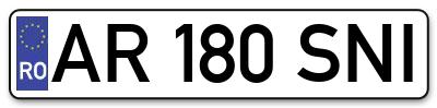 Placuta inmatriculare numar auto  AR-180-SNI, AR 180 SNI, AR180SNI