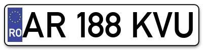 Placuta inmatriculare numar auto  AR-188-KVU, AR 188 KVU, AR188KVU