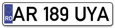 Placuta inmatriculare numar auto  AR-189-UYA, AR 189 UYA, AR189UYA