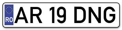 Placuta inmatriculare numar auto  AR-19-DNG, AR 19 DNG, AR19DNG