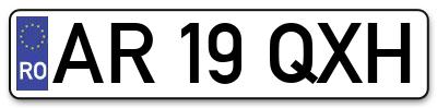 Placuta inmatriculare numar auto  AR-19-QXH, AR 19 QXH, AR19QXH