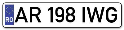 Placuta inmatriculare numar auto  AR-198-IWG, AR 198 IWG, AR198IWG