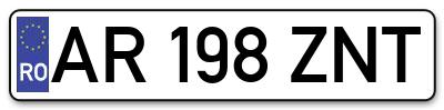 Placuta inmatriculare numar auto  AR-198-ZNT, AR 198 ZNT, AR198ZNT