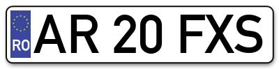 Placuta inmatriculare numar auto  AR-20-FXS, AR 20 FXS, AR20FXS