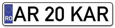 Placuta inmatriculare numar auto  AR-20-KAR, AR 20 KAR, AR20KAR