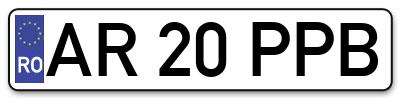 Placuta inmatriculare numar auto  AR-20-PPB, AR 20 PPB, AR20PPB