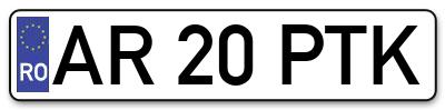 Placuta inmatriculare numar auto  AR-20-PTK, AR 20 PTK, AR20PTK