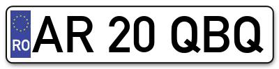 Placuta inmatriculare numar auto  AR-20-QBQ, AR 20 QBQ, AR20QBQ